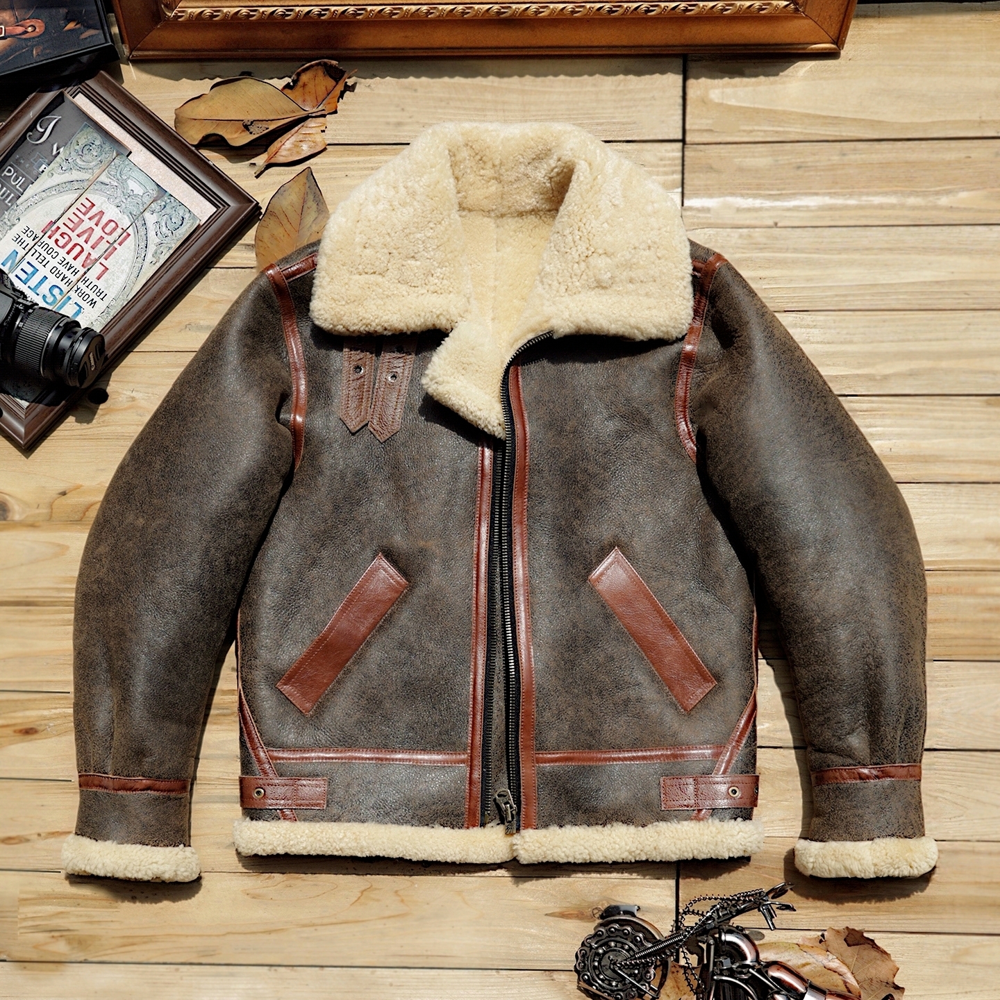 美利奴B3原生态羊皮毛一体皮衣