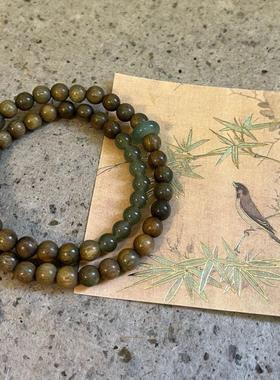 中国风金丝顺纹绿檀木清新手串超仙翠竹手链多圈男女可调节情侣