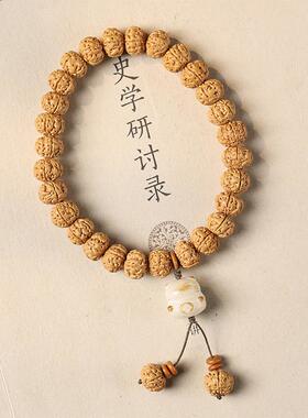 原创金刚菩提提珠手串风化菩提雕笑口常开弥勒佛可爱小福猫手串