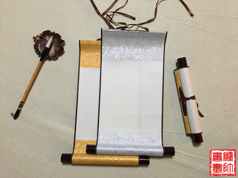 全绫迷你卷轴中堂包邮书法国画