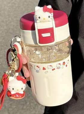 北欧高颜值女生玻璃水杯ins双饮带吸管咖啡杯简约便携办公室杯子