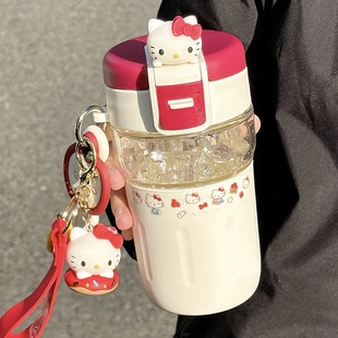 北欧高颜值女生玻璃水杯ins双饮带吸管咖啡杯简约便携办公室杯子