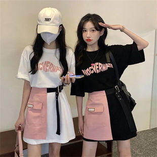 不一样闺蜜装春夏新款两件套装二人姐妹装ins设计感短袖t恤裙