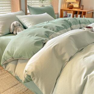 加厚纯棉磨毛被套秋冬季全棉150x200x230被罩纯色高端品牌四件套