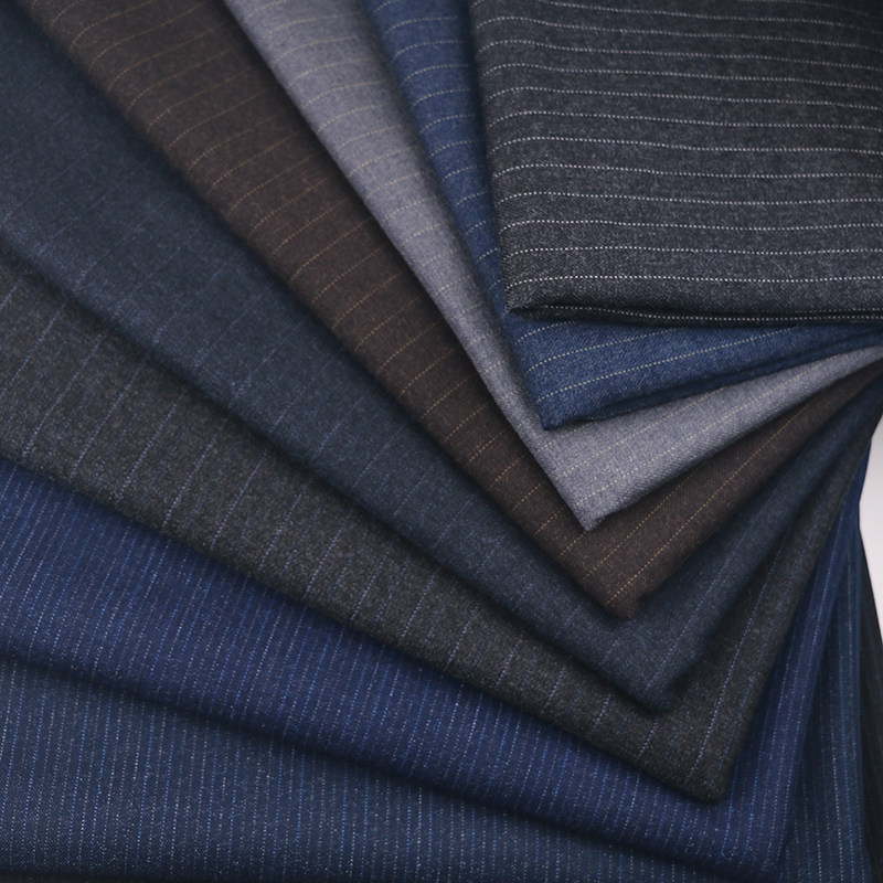 秋冬加厚经典条纹仿呢磨毛西装面料高档马甲西裤西服职业套装布