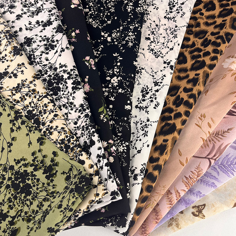 平纹缎印花裙子裤子垂感抗皱布料