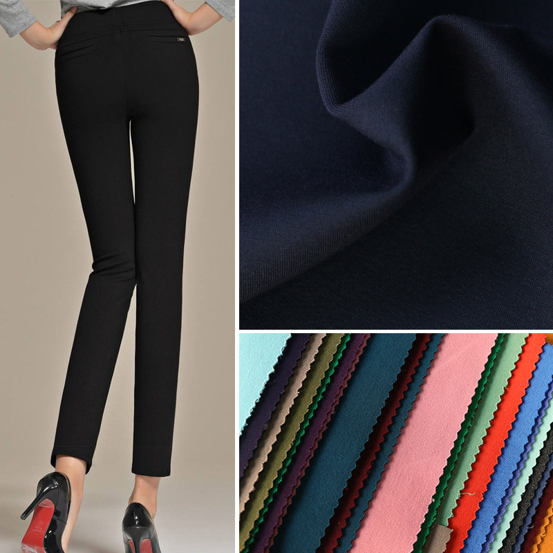 春秋季40s锦棉罗马布打鸡布四面弹针织双面针织服装裤子面料370克