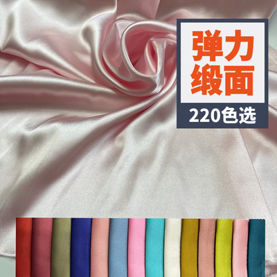 仿三醋酸面料高档弹力色丁旗袍里布仿真丝光泽舞台礼服裙子背景布