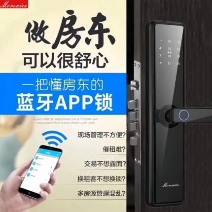 Morenice蓝牙通通智能锁出租房办公室公寓民宿指纹锁远程密码锁