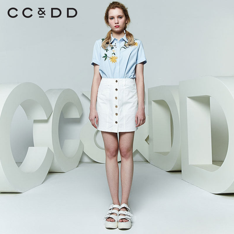 CCDD2018夏装新品专柜正品气质淑女鸟语花香绣花短袖衬衫女上衣潮在类目 女装/女士精品, 衬衫中 - 来自Buy2taobao.com提供专业的淘宝代购服务