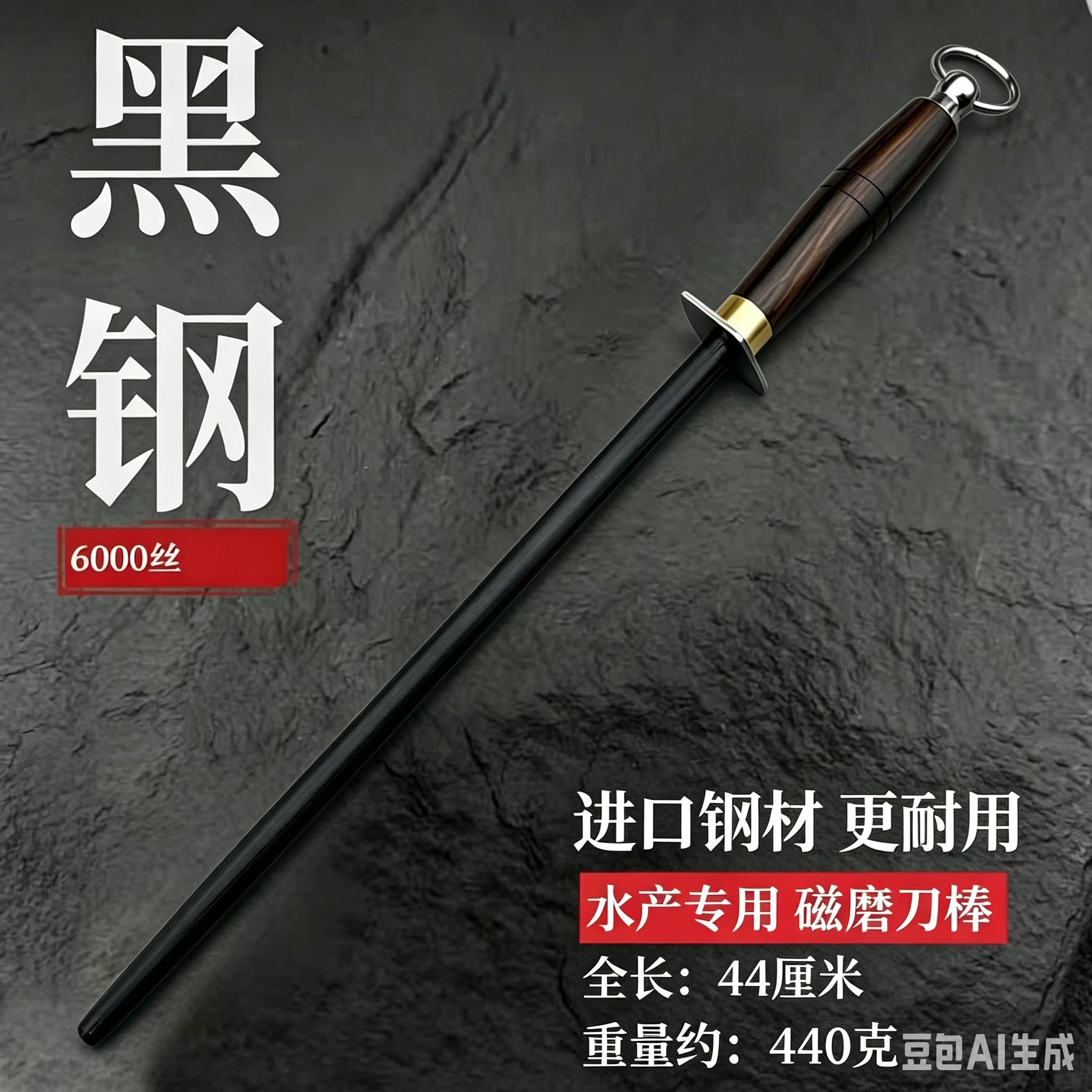 德国进口黑钢水产 磨刀棒猪肉档屠夫专用磨刀器快速刀刃磨刀棍