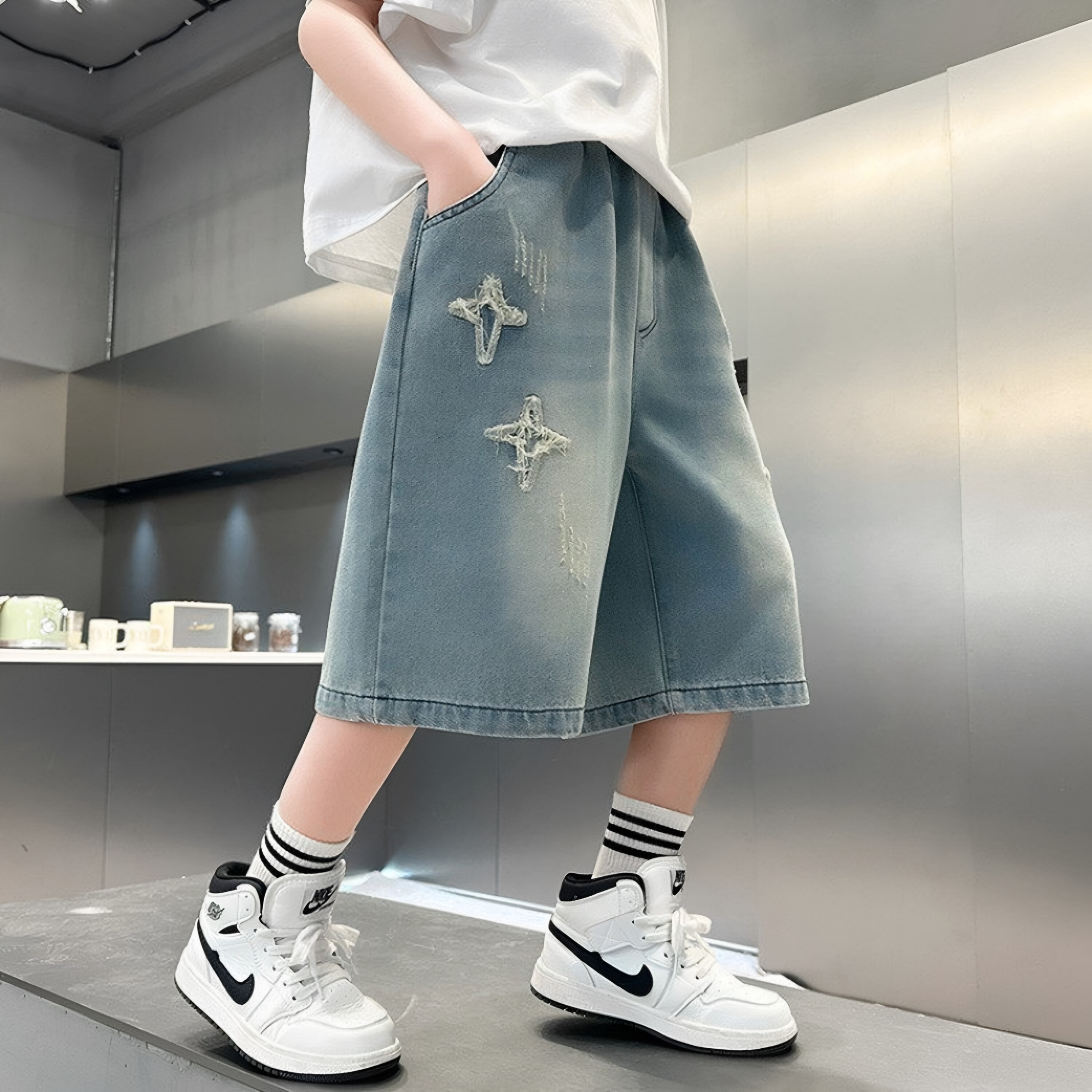 儿童装男童夏装短裤裤子2026新款中裤薄款夏季夏款中大童牛仔裤潮
