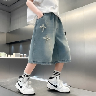 儿童装男童夏装短裤裤子2026新款中裤薄款夏季夏款中大童牛仔裤潮