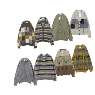 古着Vintage毛衣中古日系小鳄刺绣徽章学院风毛衣A33