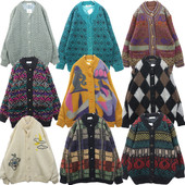 古着毛衣Vintage孤品复古马海毛开衫 内衬棒针厚款 中性开扣外套B80