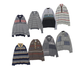 古着Vintage毛衣中古日系小鳄刺绣徽章学院风毛衣A28