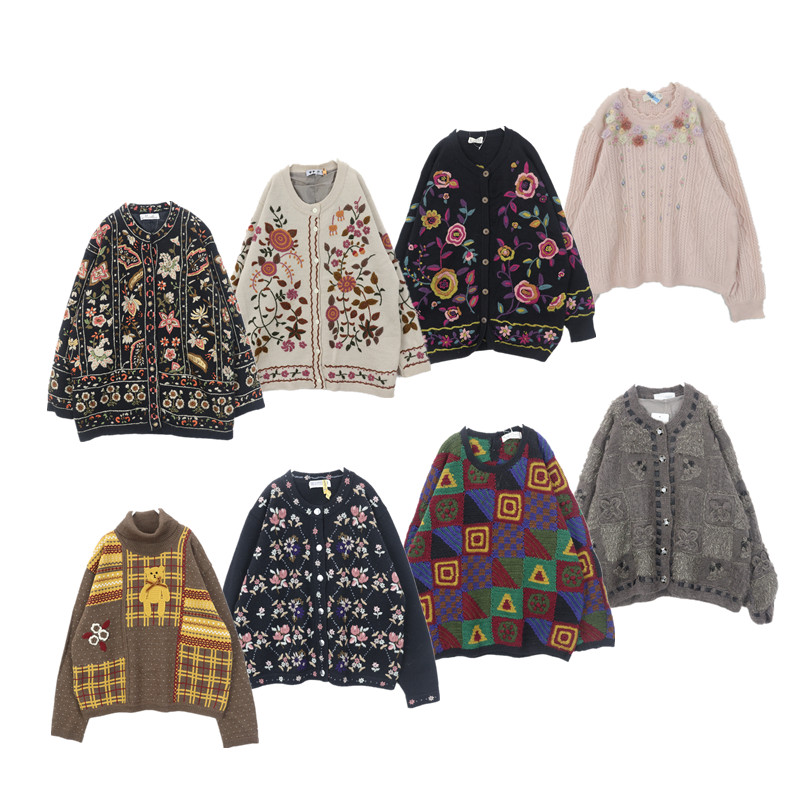 古着vintage不规则钩花日系羊毛