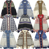 古着vintage孤品羊毛北欧挪威盘扣民族风梅花鹿雪花开衫 毛衣B89