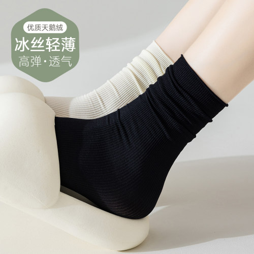 夏季薄款冰冰袜女纯棉无骨抗菌