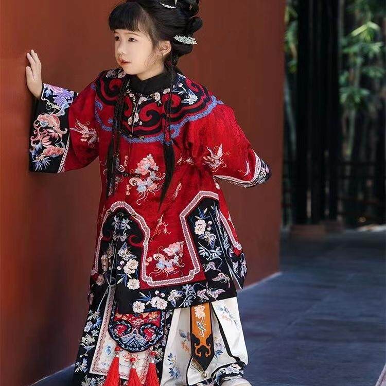 女童清汉格格服旗装宫廷晚清长袖儿童高档汉服古装中国风民族服装,童装/婴儿装/亲子装,汉服,淘宝优惠券,粉丝福利购,淘宝优惠卷