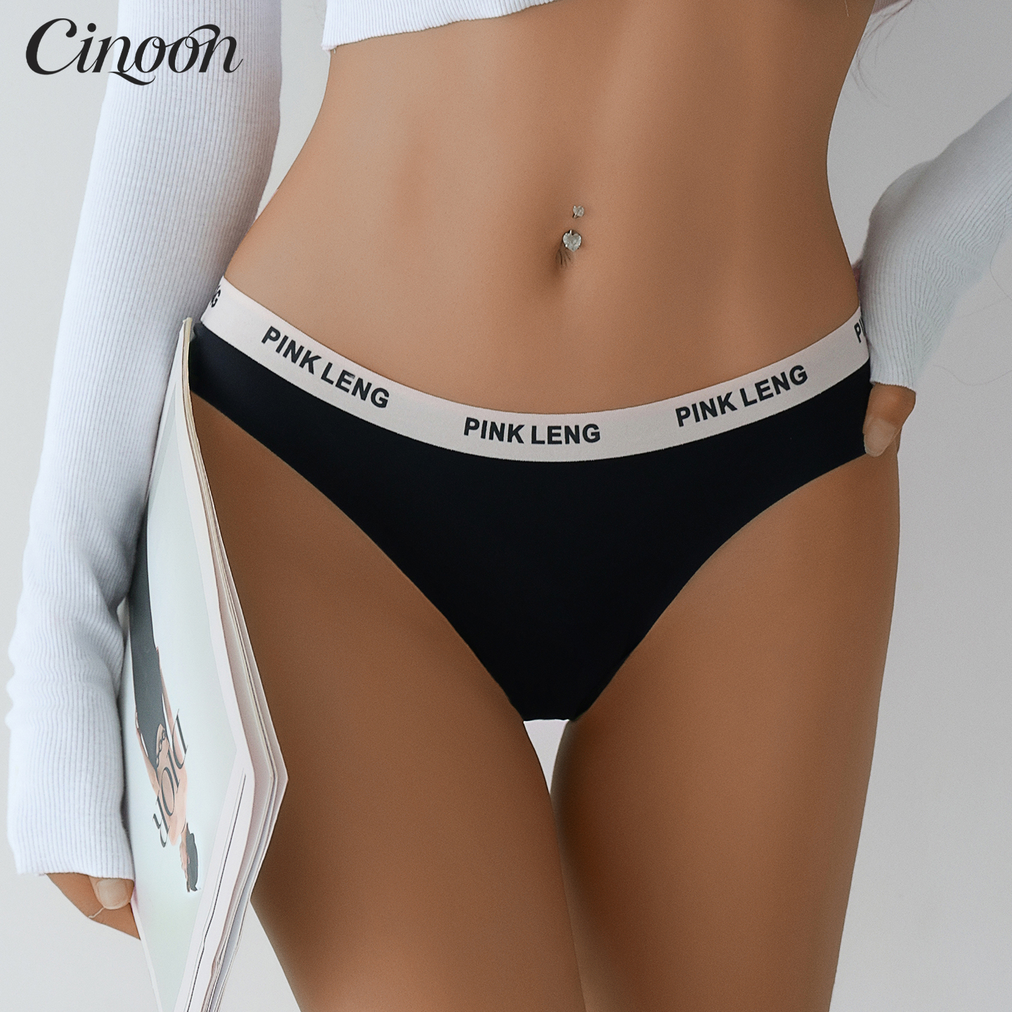 CINOON欧美性感豹纹腰带T字裤女