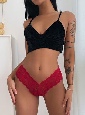 欧美风低腰透气舒适内裤女无痕ins比基尼性感提臀蕾丝丁字裤T裤