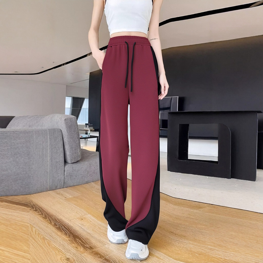 2025新款秋冬加绒撞色运动卫裤女窄版阔腿拼色裤子美式香蕉弯刀裤,女装/女士精品,卫裤,淘宝优惠券,粉丝福利购,淘宝优惠卷
