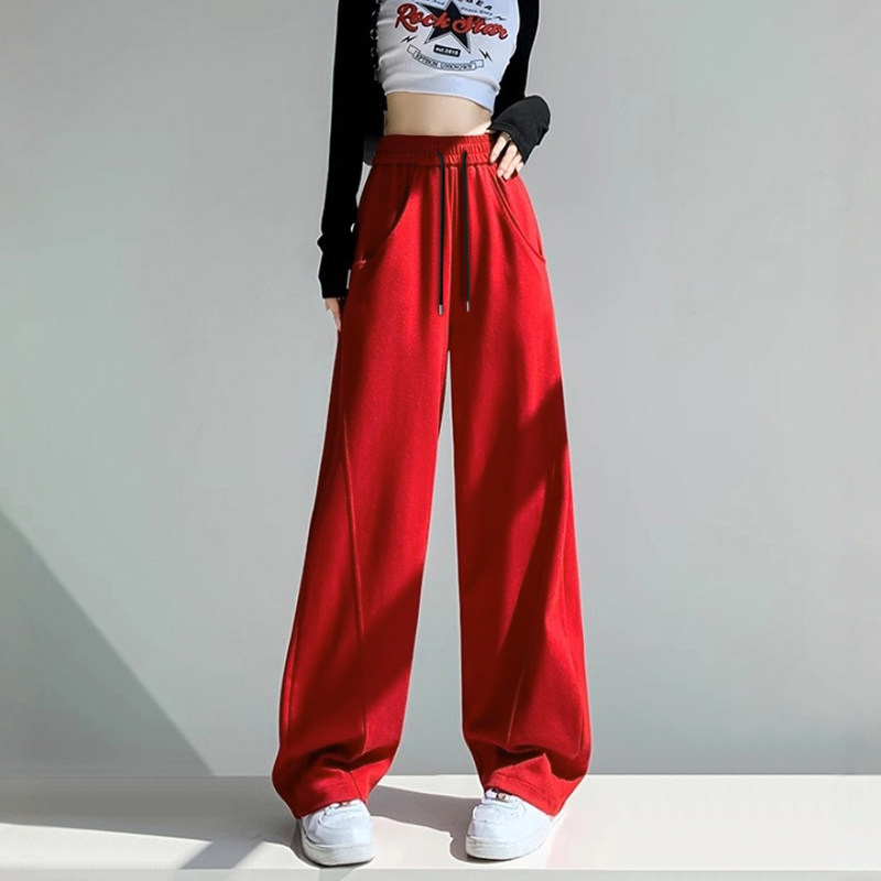 大红色广场舞加绒加厚保暖弯刀阔腿裤女秋冬显瘦显高个子休闲裤子,女装/女士精品,卫裤,淘宝优惠券,粉丝福利购,淘宝优惠卷