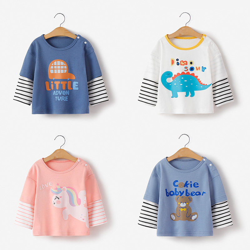 a类纯棉婴儿长袖t恤春秋男童秋装体恤打底衫秋季儿童童装女童衣服