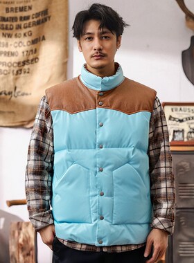 日系复古叠穿工装马甲背心男秋冬