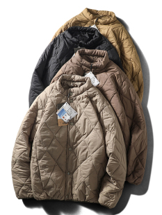 户外轻量化菱形格棉服男冬季 立领棉衣外套 轻薄棉袄夹克外贸男装