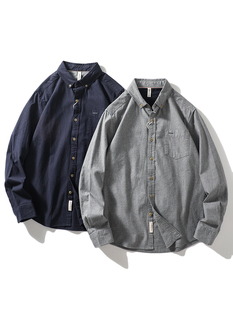 潮流外套外贸男装 日系纯棉磨毛休闲长袖 2024新款 男春秋季 衬衣 衬衫