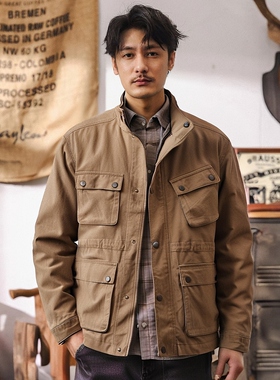 美式立领工装m65猎装夹克男秋冬款户外重磅硬挺外套外贸男装风衣