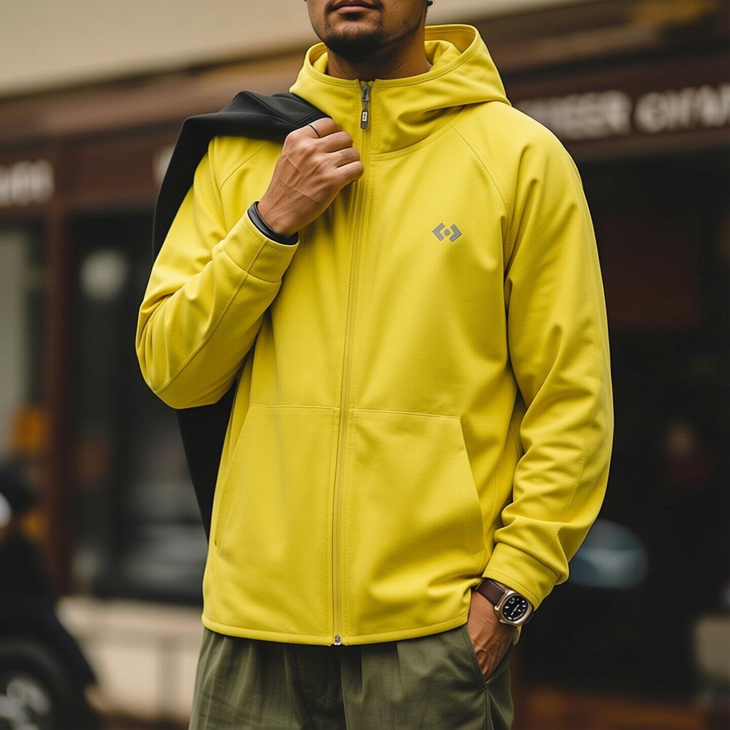 山系机能户外运动轻量化3M反光印花连帽外套男春秋外贸男装夹克