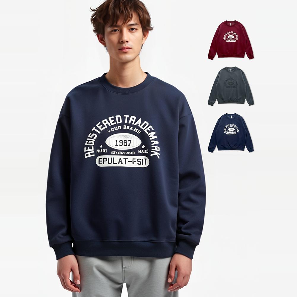 美式复古潮牌字母卫衣印花圆领