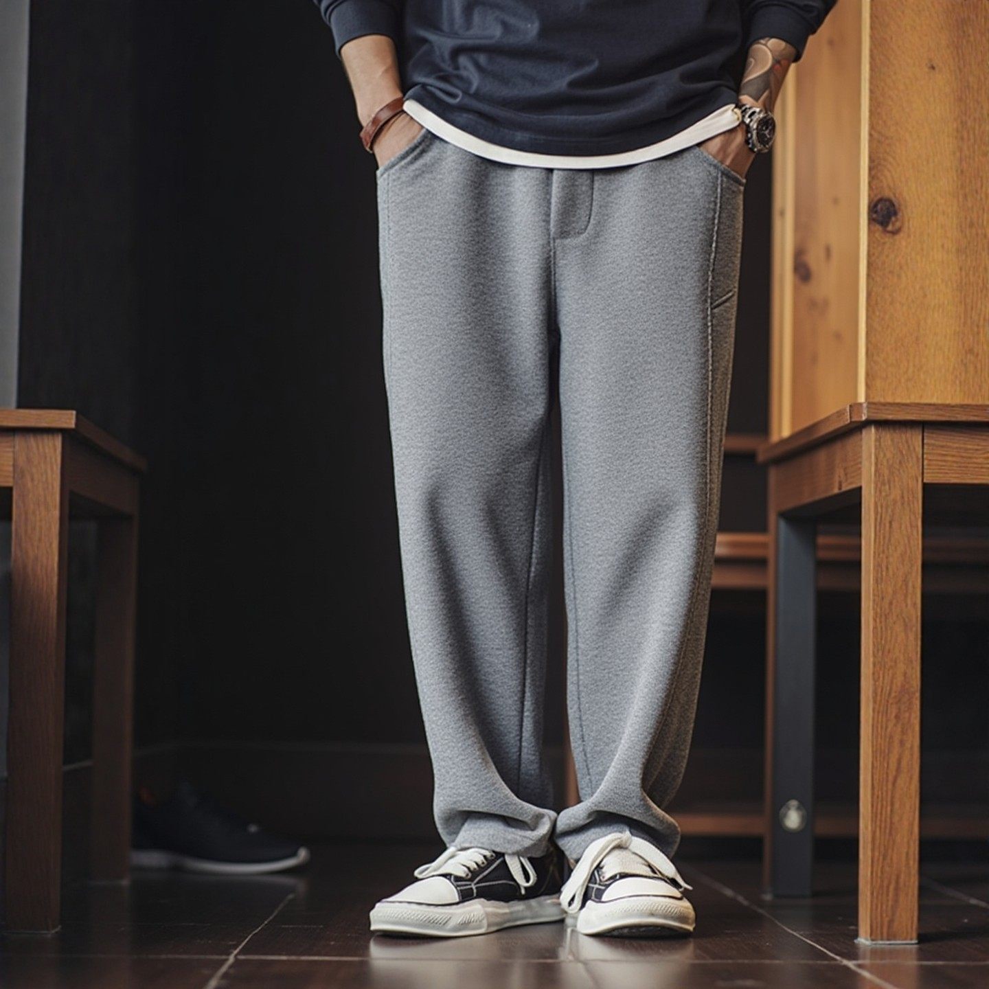 老钱风轻奢绵羊毛混纺加绒加厚休闲裤男冬季长裤外贸男装针织裤子,男装,休闲裤,淘宝优惠券,粉丝福利购,淘宝优惠卷