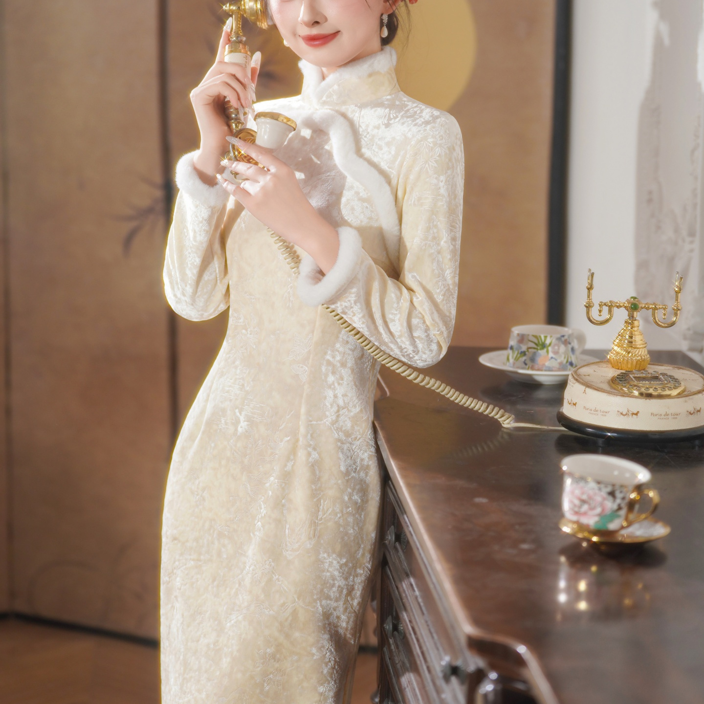 新中式改良旗袍女秋冬季加绒加厚