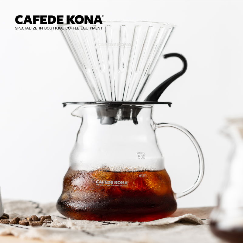 CAFEDE KONA手冲咖啡壶 家用耐热玻璃滴漏壶360/600ml 云朵分享壶
