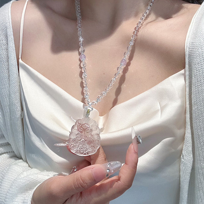 天然狐狸吊坠九尾灵狐白色