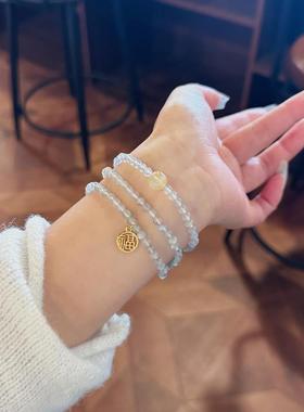 天然灰色月光石手链女拉长石手串