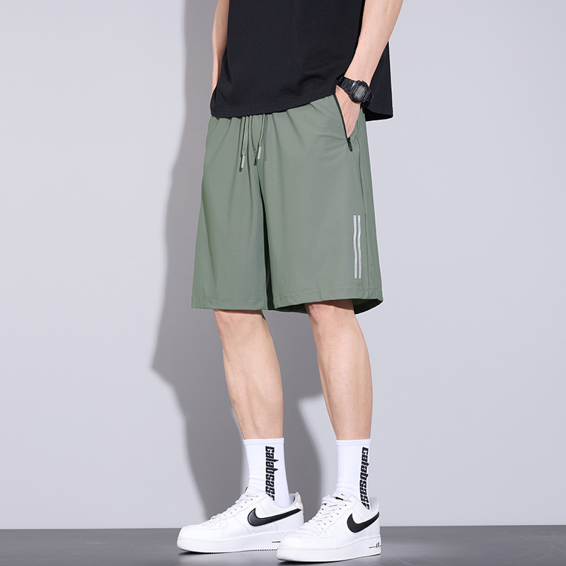 潮季男士短裤2025新款休闲外穿中裤青少年冰丝新款五分裤子男潮天