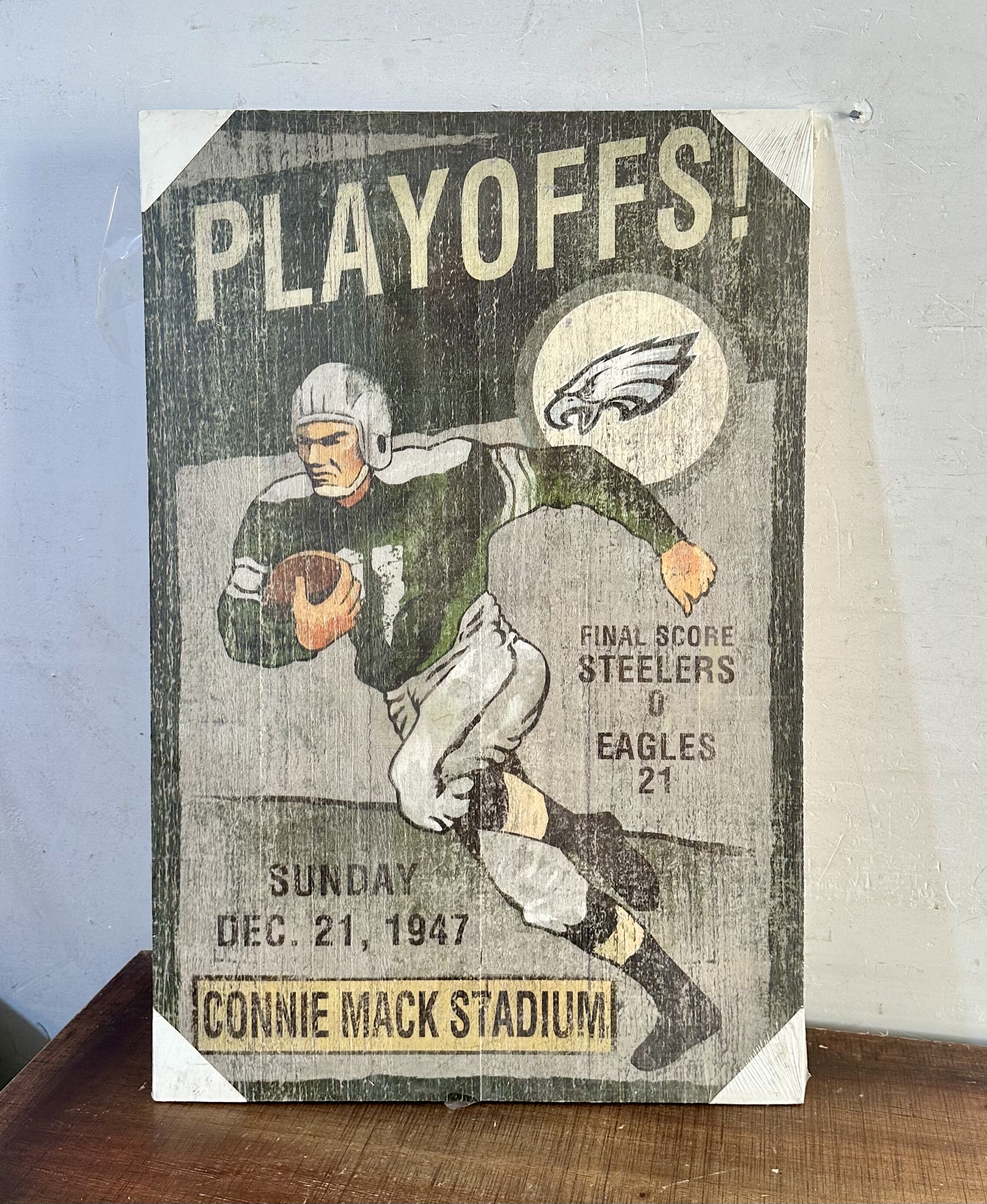 外贸孤品美式复古橄榄球装饰画球迷收藏钢人队老鹰队经典比赛海报