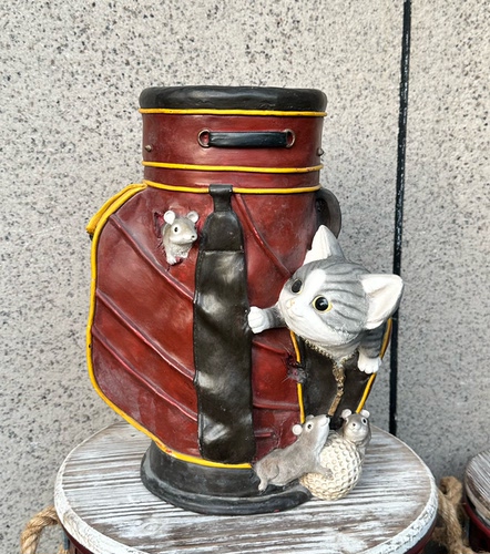 孤品vintage美式复古猫和老鼠高尔夫球包球杆收纳桶咖啡厅摆件
