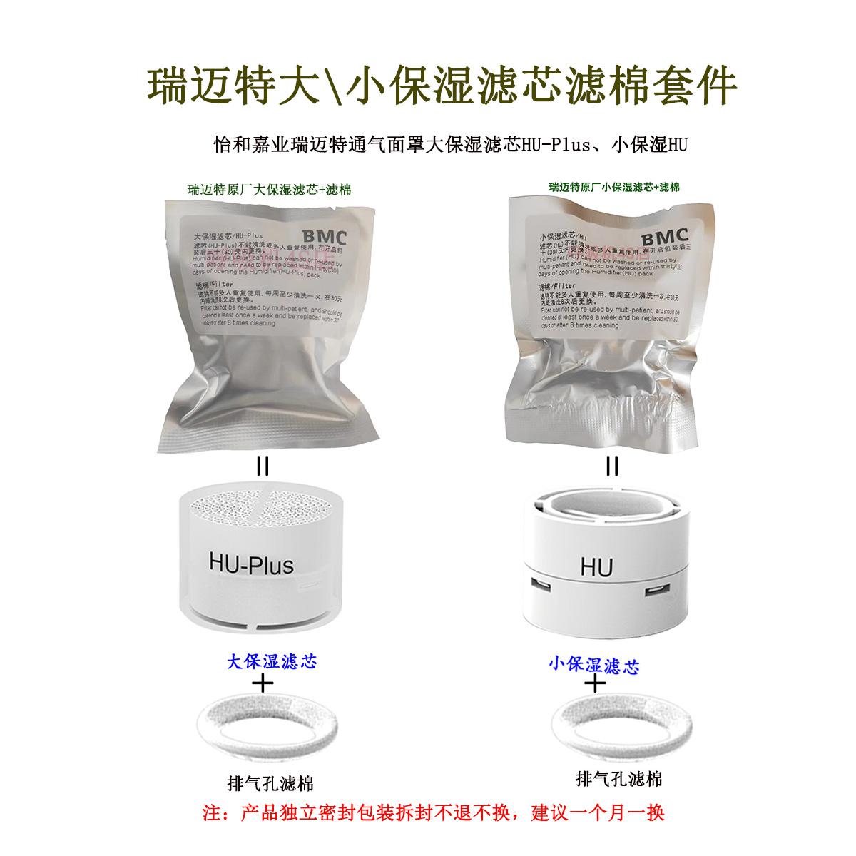 瑞迈特mini面罩保湿滤芯原装无水湿化滤芯适用N5AH/N5BH/N5H/P2H
