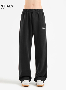 ESSENTIALS2026春季美式黑色卫裤男休闲运动裤宽松阔腿潮牌长裤子