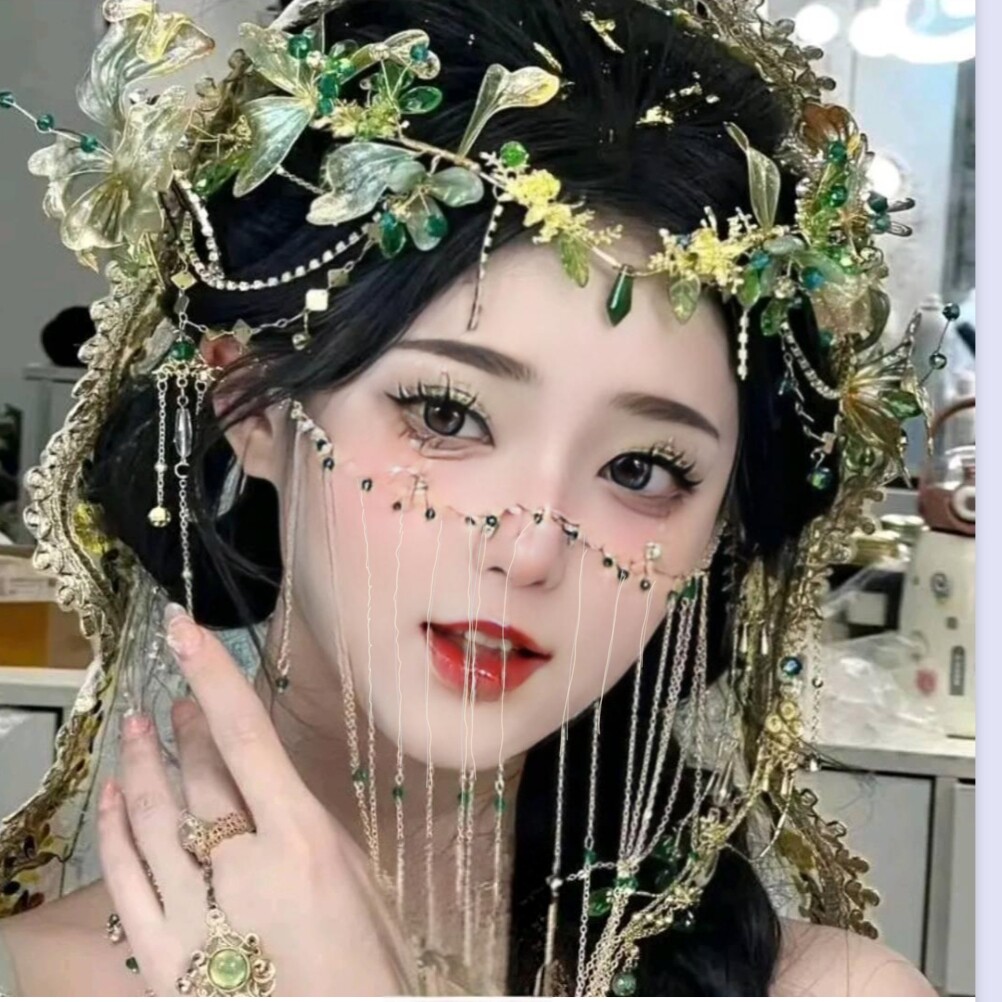 精灵额饰汉服发冠公主古风超仙美人鱼头饰流苏甜美国风配饰