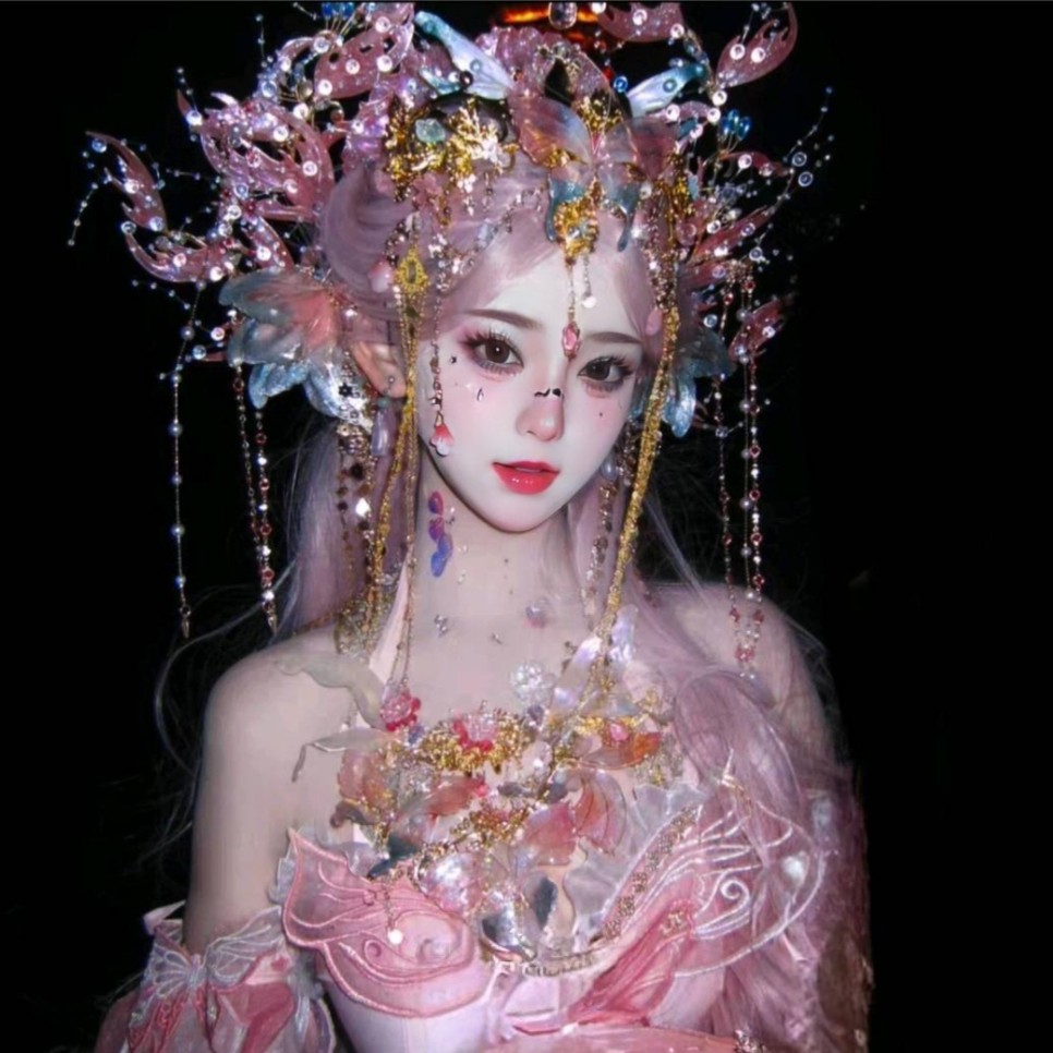 超仙精灵发饰汉服发饰公主皇冠古风美人鱼头饰流苏古装甜美套装