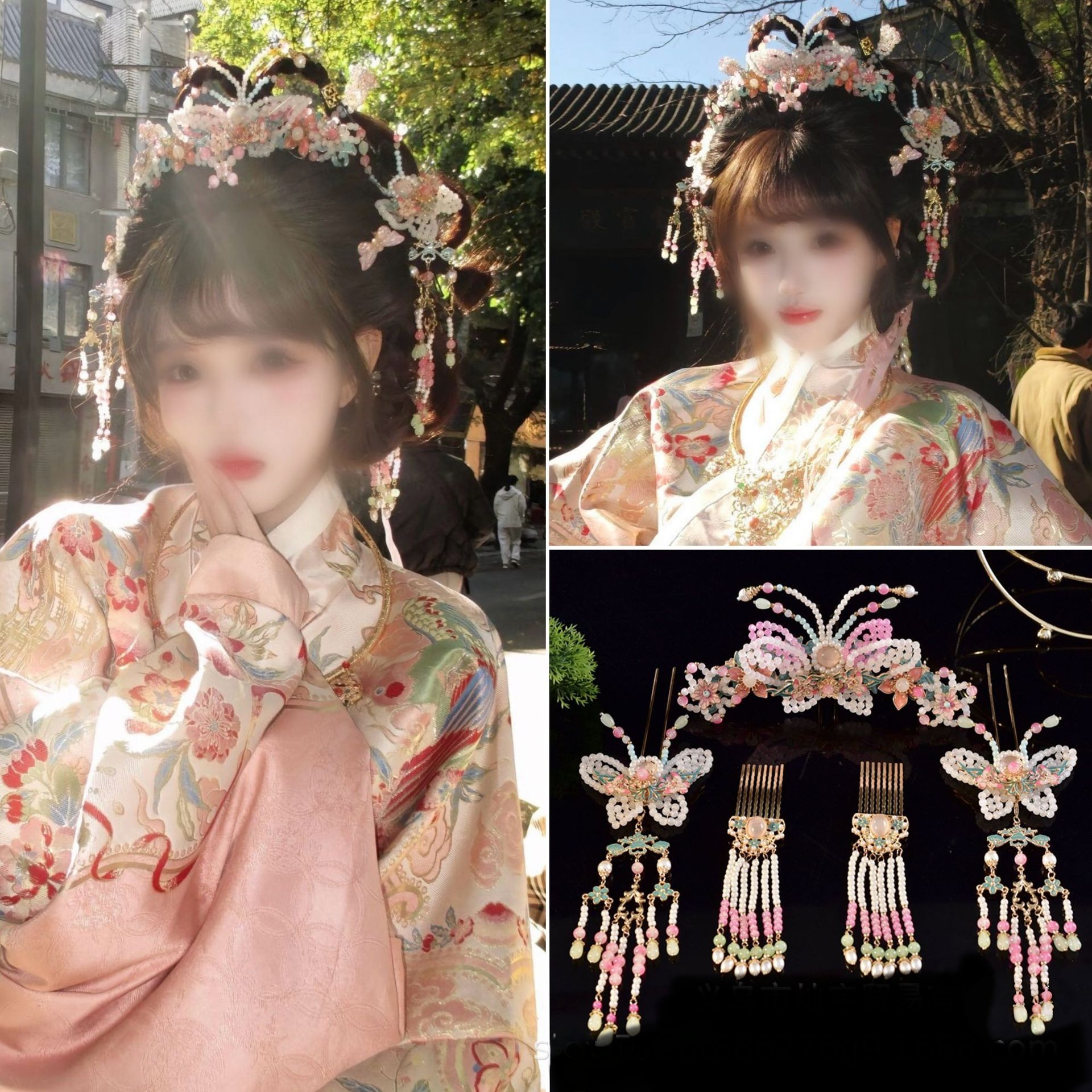 原创流苏明制蝴蝶汉服头饰敦煌仙气百搭发簪宫廷仙侠配饰发冠古风