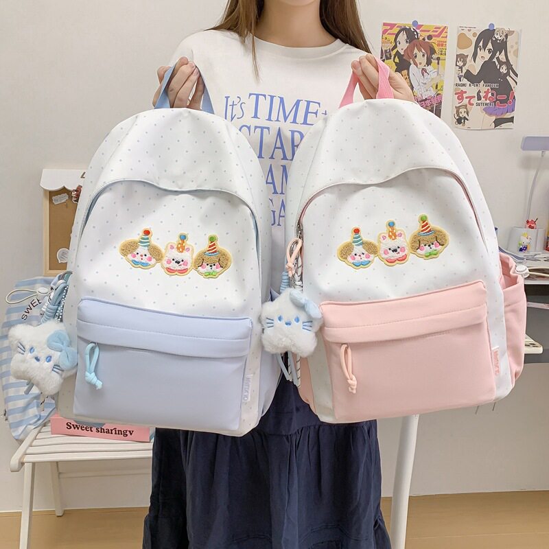 日系原宿学院风女背包简约百搭撞色学生书包女出行轻便时尚双肩包