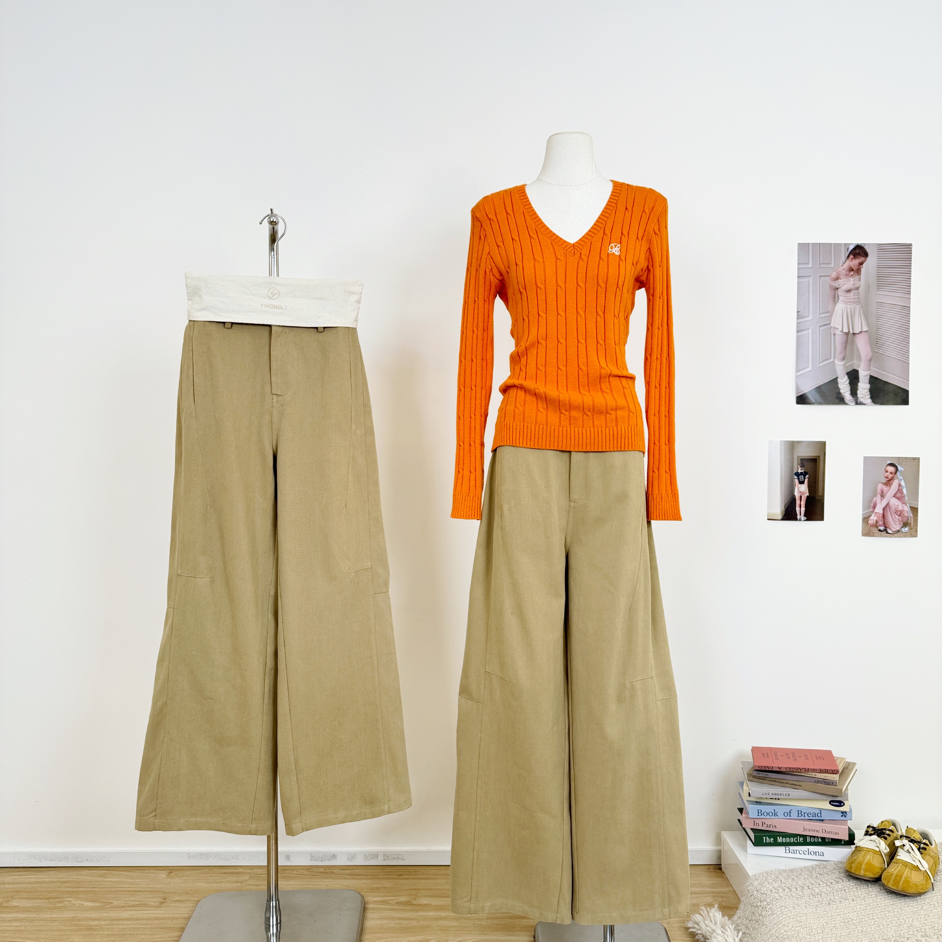 精选 卡其色直筒牛仔裤女秋季宽松显瘦复古休闲拖地阔腿裤